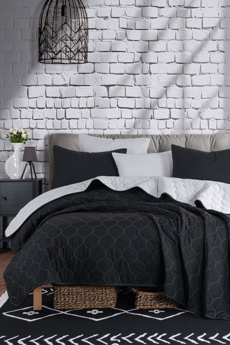 L'essentiel linge de maison Juego de Colcha Doble Negro y Gris L'essentiel linge de maison Juego de Colcha Doble Negro y Gris